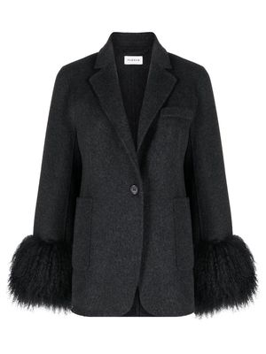 P.A.R.O.S.H. fur-trim single-breasted blazer - Grey