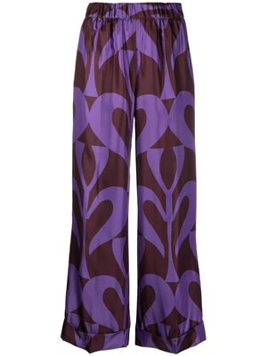 P.A.R.O.S.H. graphic-print high-waisted trousers - Brown