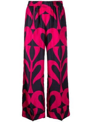 P.A.R.O.S.H. graphic-print high-waisted trousers - Pink