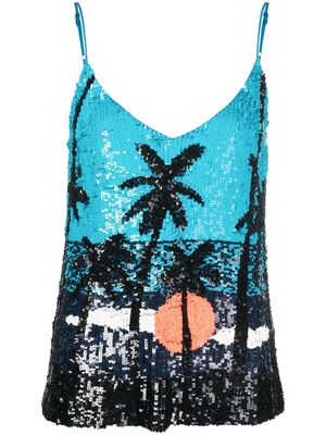 P.A.R.O.S.H. graphic-print sequin top - Blue