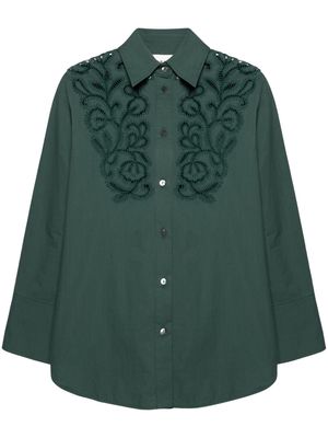 P.A.R.O.S.H. guipure lace-detail cotton shirt - Green