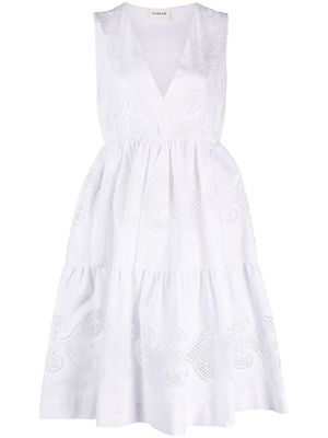 P.A.R.O.S.H. guipure-lace tiered cotton dress - White