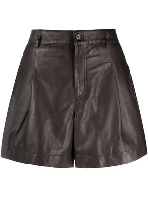 P.A.R.O.S.H. high-waist leather shorts - Brown
