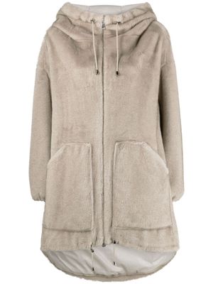 P.A.R.O.S.H. hooded faux-fur coat - Grey