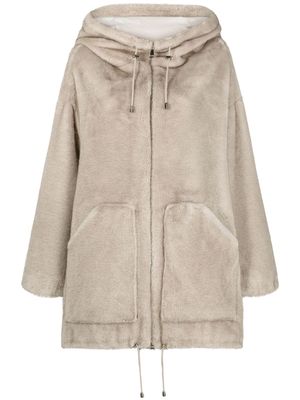 P.A.R.O.S.H. hooded faux-fur coat - Neutrals