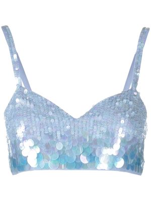 P.A.R.O.S.H. iridescent sequin cropped top - Blue