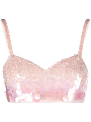 P.A.R.O.S.H. iridescent sequin cropped top - Pink