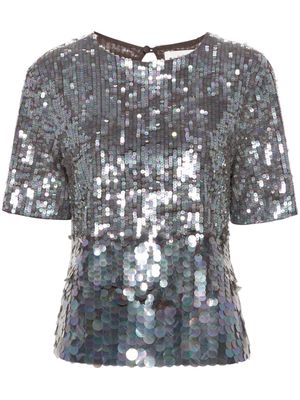P.A.R.O.S.H. iridescent sequin-embellished T-shirt - Grey