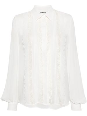 P.A.R.O.S.H. lace-panelling chiffon shirt - White