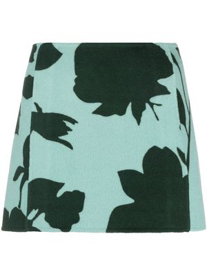 P.A.R.O.S.H. leaf-print A-line miniskirt - Blue
