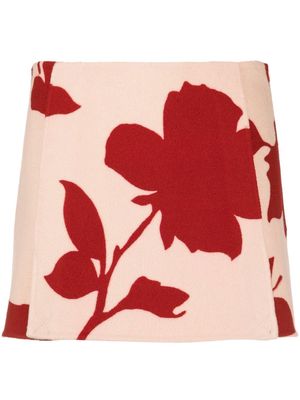 P.A.R.O.S.H. leaf-print A-line miniskirt - Pink