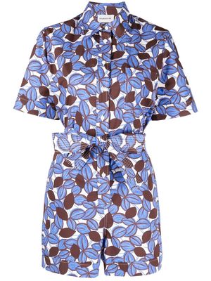 P.A.R.O.S.H. leaf-print belted cotton playsuit - Blue