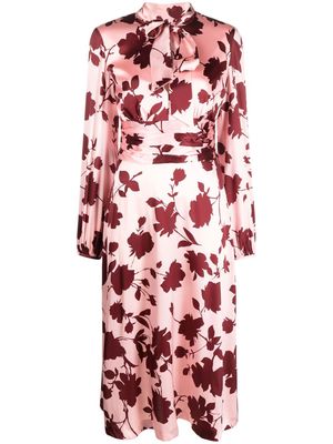 P.A.R.O.S.H. leaf-print satin dress - Pink