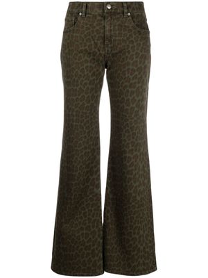 P.A.R.O.S.H. leopard-pattern flared trousers - Green