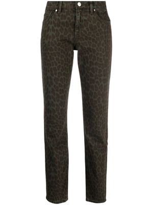 P.A.R.O.S.H. leopard-pattern slim-fit cropped trousers - Green
