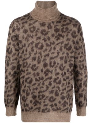 P.A.R.O.S.H. leopard-print roll-neck jumper - Brown