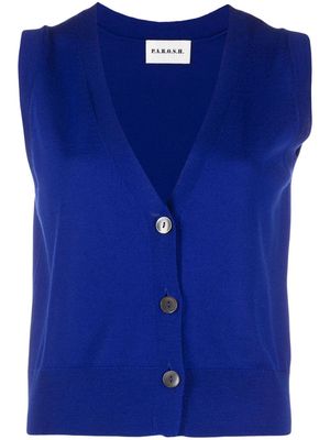 P.A.R.O.S.H. Lisa V-neck sleeveless cardigan - Blue