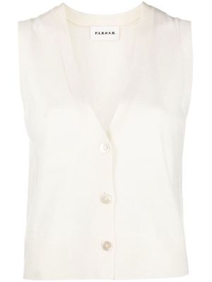 P.A.R.O.S.H. Lisa V-neck sleeveless cardigan - White