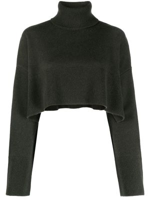 P.A.R.O.S.H. Loto roll-neck ribbed-knit cropped jumper - Green