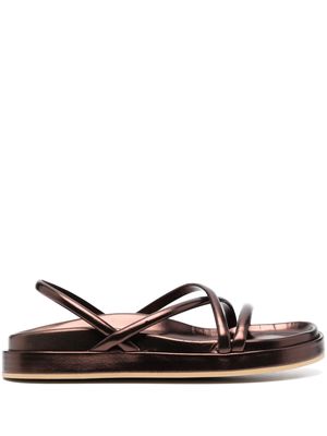 P.A.R.O.S.H. metallic-effect leather sandals - Brown