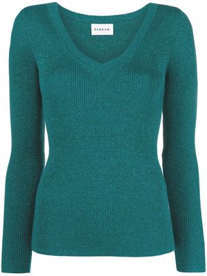 P.A.R.O.S.H. metallic-threaded ribbed-knit jumper - Green