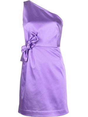 P.A.R.O.S.H. one-shoulder bow-detail satin minidress - Purple