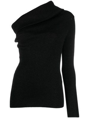 P.A.R.O.S.H. one-shoulder ribbed knit sweater - Black