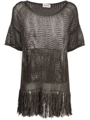 P.A.R.O.S.H. open-knit frayed top - Green
