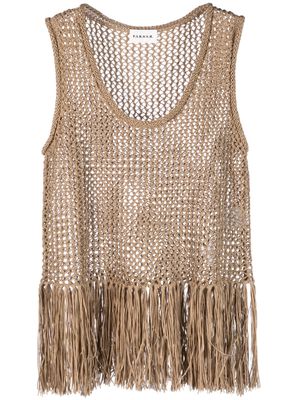 P.A.R.O.S.H. open-knit fringed top - Neutrals