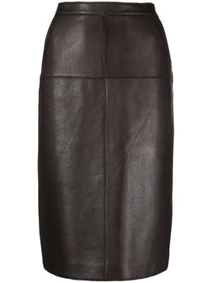 P.A.R.O.S.H. panelled leather pencil skirt - Brown