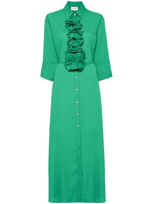 P.A.R.O.S.H. pleated-appliqué long shirt dress - Green