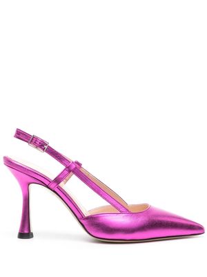 P.A.R.O.S.H. pointed-toe metallic-leather slingback pumps - Pink