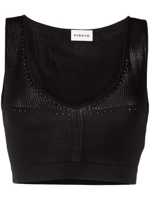 P.A.R.O.S.H. pointelle-knit cropped top - Black