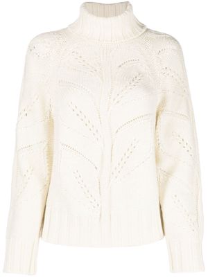 P.A.R.O.S.H. pointelle-knit roll-neck jumper - White