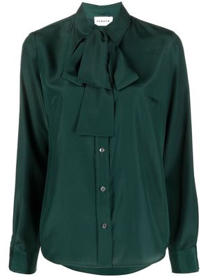 P.A.R.O.S.H. pussybow long-sleeve shirt - Green