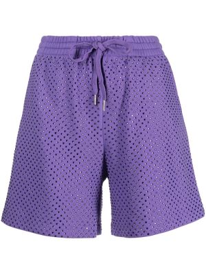 P.A.R.O.S.H. rhinestone-embellished drawstring shorts - Purple