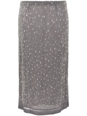 P.A.R.O.S.H. rhinestone-embellished midi skirt - Grey