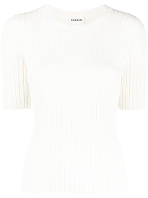 P.A.R.O.S.H. ribbed-knit short sleeve top - White