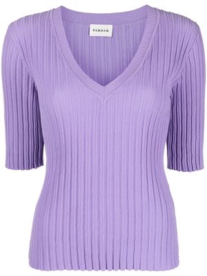 P.A.R.O.S.H. ribbed-knit V-neck top - Purple