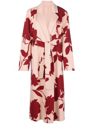 P.A.R.O.S.H. rose-print single-breasted coat - Pink
