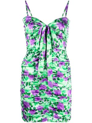 P.A.R.O.S.H. ruched floral mini dress - Green