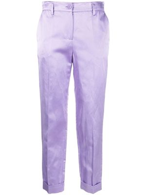 P.A.R.O.S.H. satin cropped straight-leg trousers - Purple