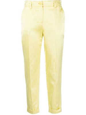 P.A.R.O.S.H. satin cropped straight-leg trousers - Yellow