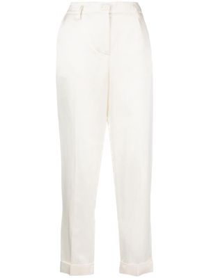 P.A.R.O.S.H. satin-finish mid-rise trousers - White