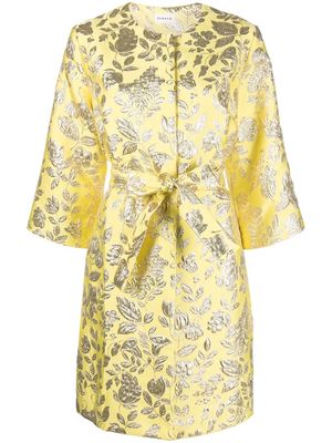 P.A.R.O.S.H. satin metallic floral-print coat - Yellow