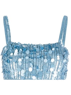 P.A.R.O.S.H. sequin-embellished cropped top - Blue