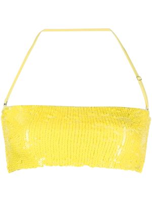 P.A.R.O.S.H. sequin-embellished cropped top - Yellow