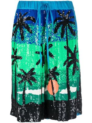 P.A.R.O.S.H. sequin-embellished drawstring shorts - Green