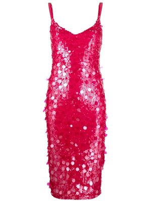 P.A.R.O.S.H. sequin-embellished midi dress - Pink