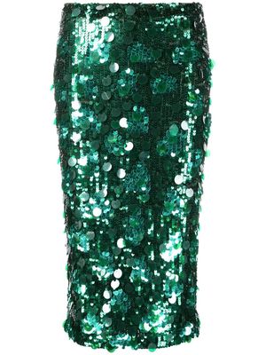 P.A.R.O.S.H. sequin-embellished midi skirt - Green